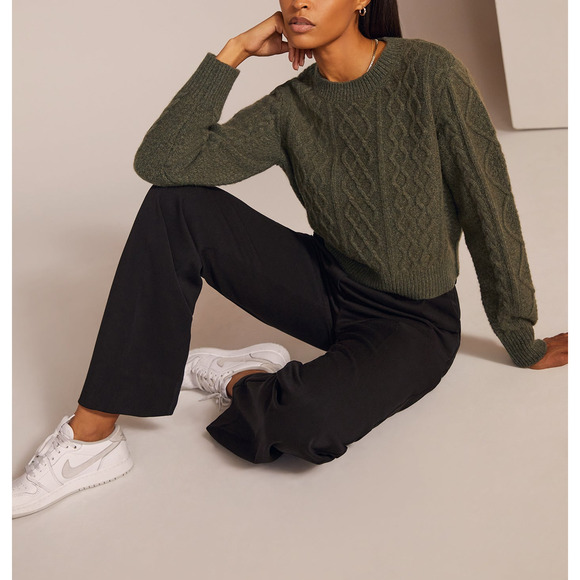 Favorite Daughter 'Cable' Green Pullover Sweater Size M - Picture 1 of 5